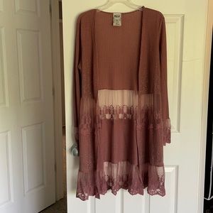 Rose waffle knit cardigan